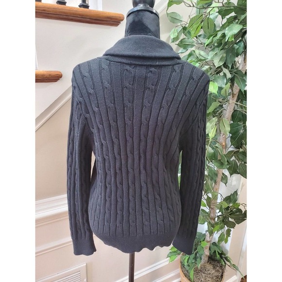 Chaps Women Black 100% Cotton Long Sleeve Buttons Front Cardigan Sweater Size L - Picture 6 of 9